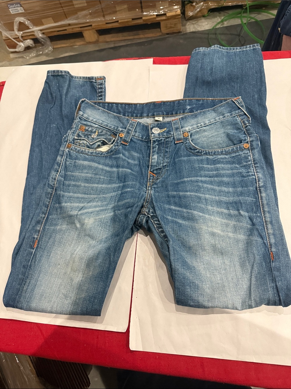 True Religion Men's Light Blue Straight Jeans